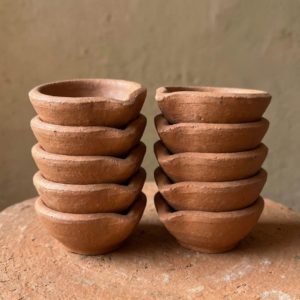 Home clay oil lamp (diya) – set of 10